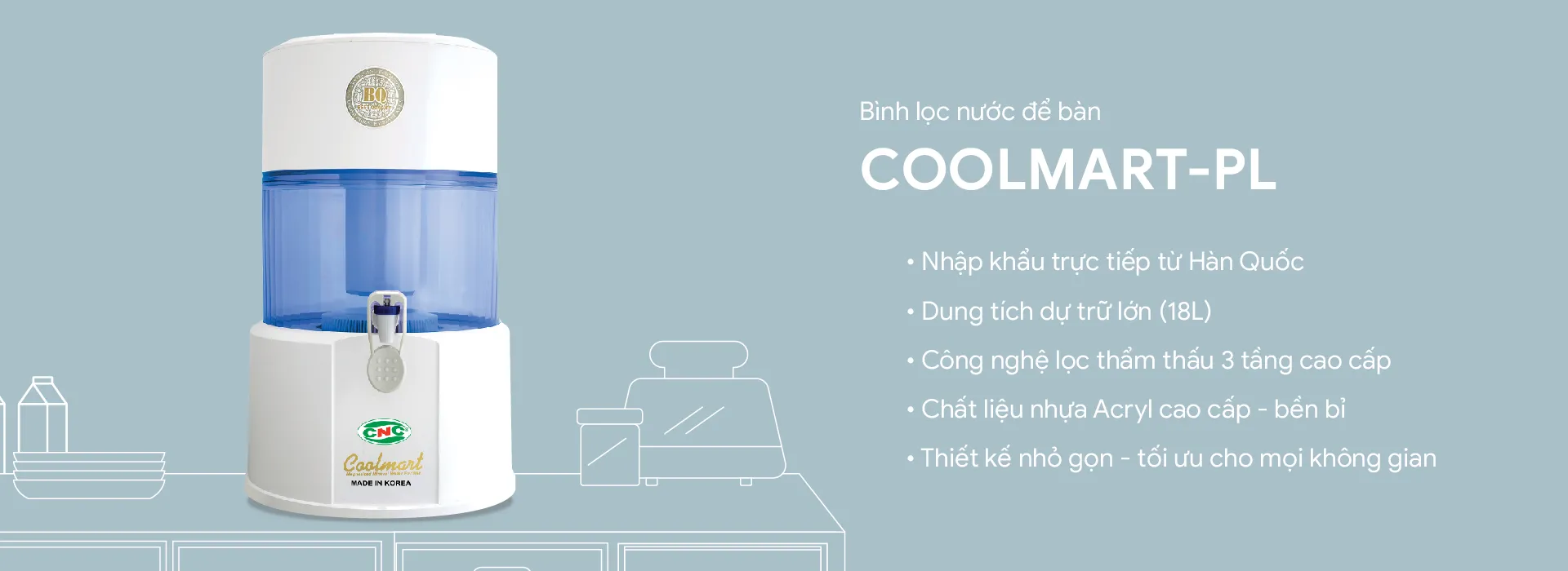 Bình lọc nước để bàn Coolmart-PL