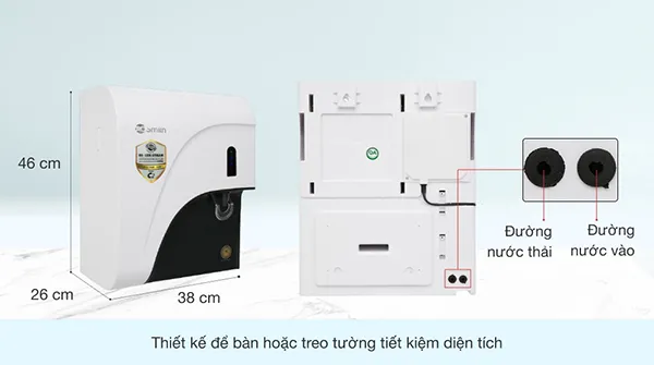 kích thước máy lọc panasonic